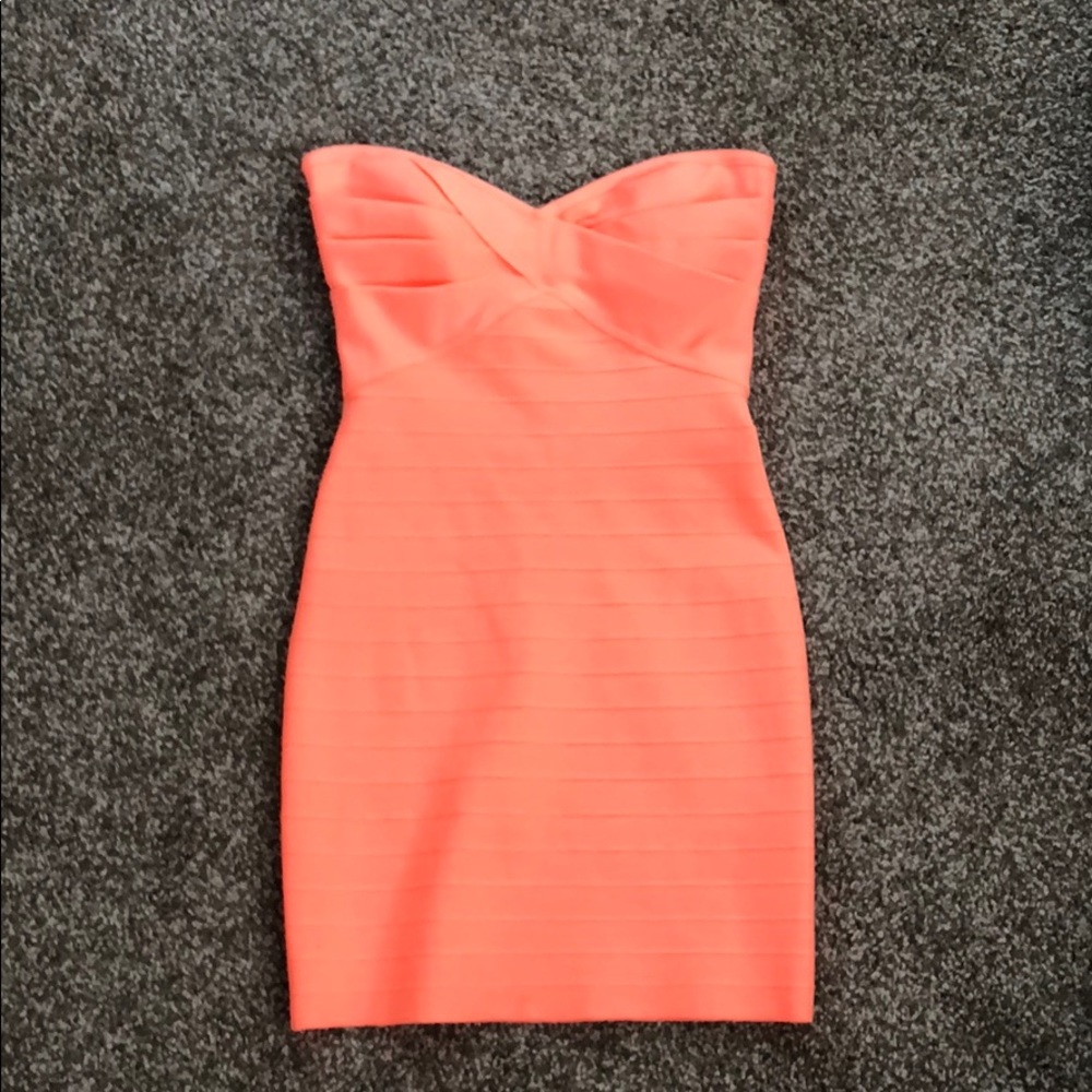 Neon coral Bebe dress mini
